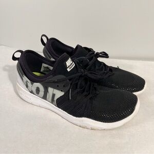 Nike Free Tr 7 Premium Just Do It Black White Women's Size 12